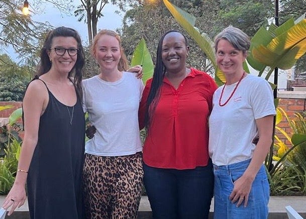 Going on a journey together! Left to right: Our co-founder Lea Simpson, Jess, Ciku, and our learning and adaptation lead, Emma Proud